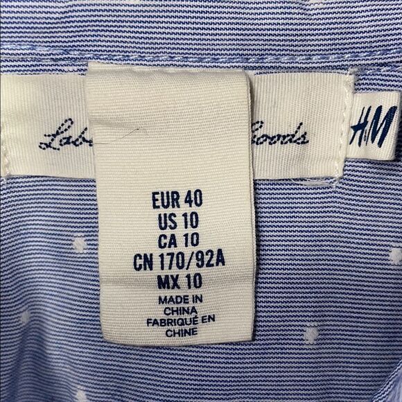 H&M Blue Casual Button Down Shirt Relaxed Fit - Picture 2 of 7